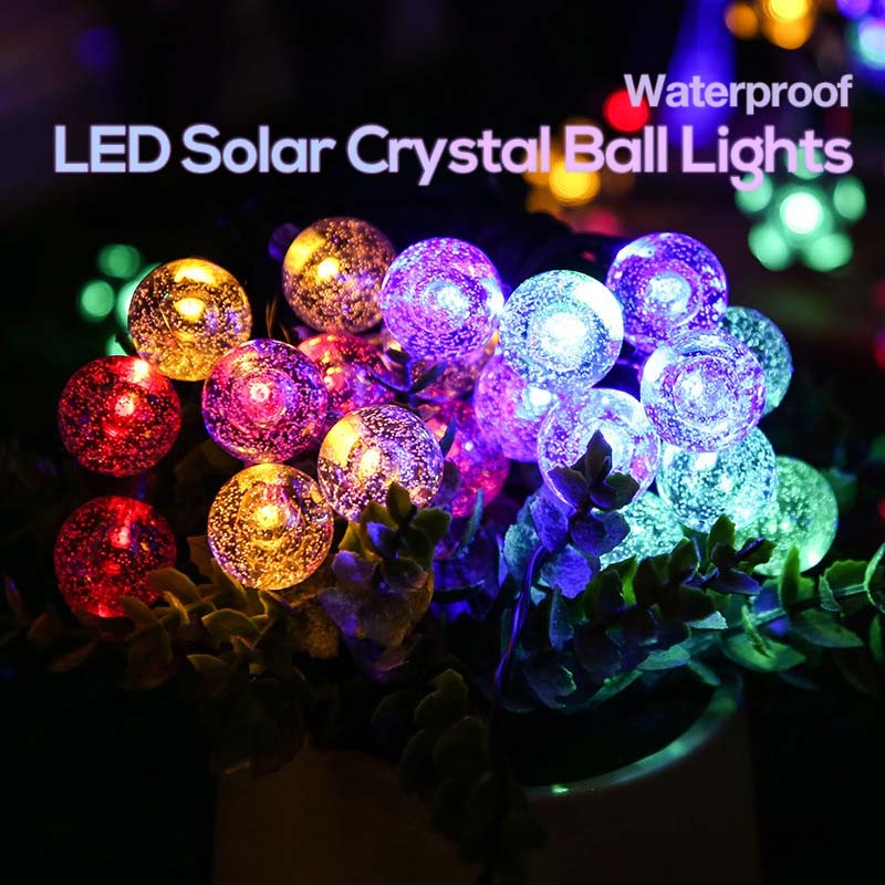 LED Raya Solar Fairy Lights Outdoor Waterproof Crystal Ball Lampu Gift ...