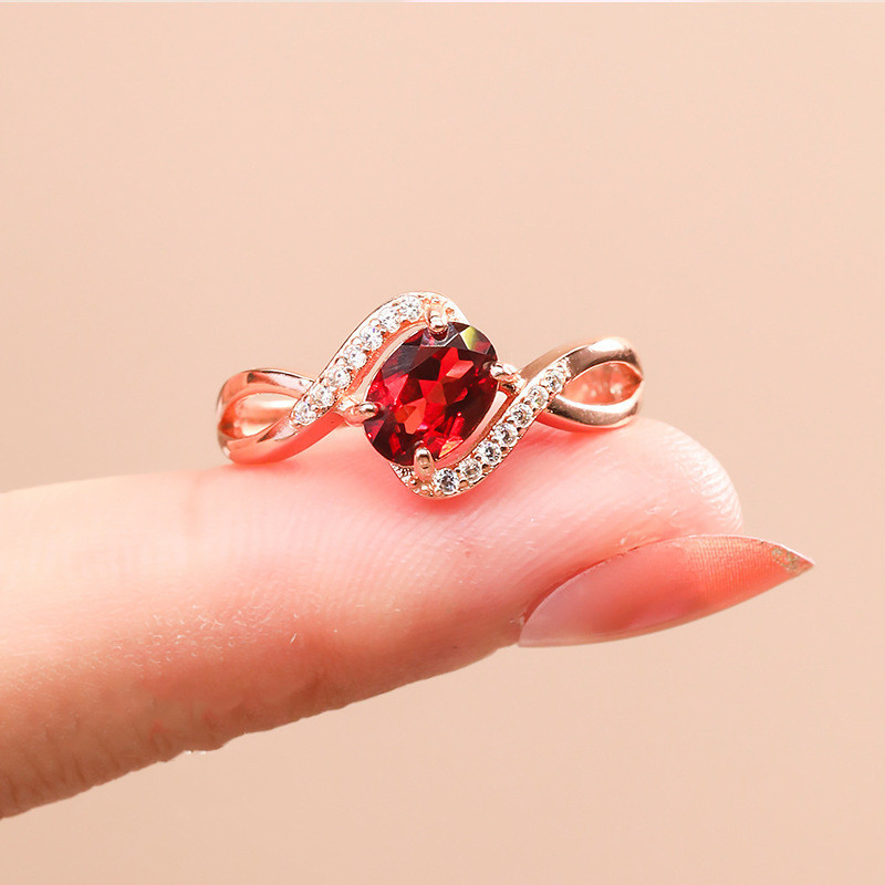 Creative Geometry Ruby Diamond Crystal Rose Gold Titanium Steel Women ...
