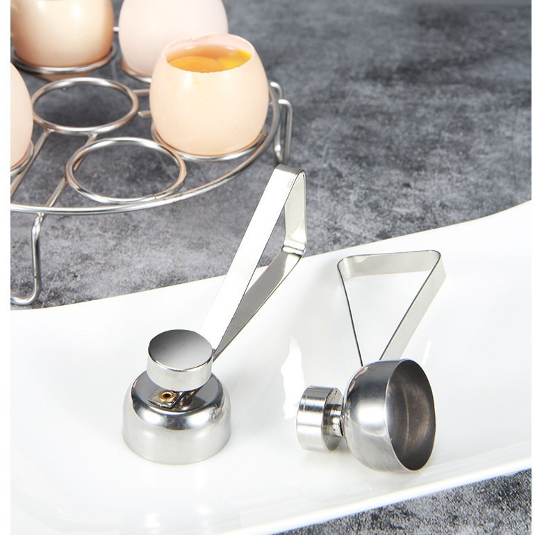 Egg Cracker Topper Stainless Steel Eggshell Cutter Egg Cracker Opener Shell Separator Remover Cutting Tool Easiest Fastest Hard Soft Boiled Eggs