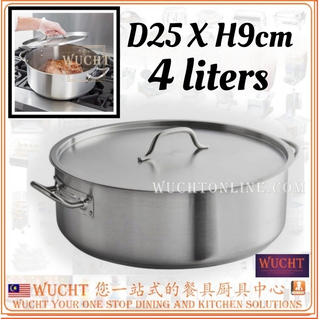 Wucht Cm Casserole Pot L Commercial Heavy Duty Stainless Steel Low