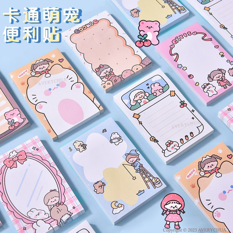 Cartoon Sticky Notes Pad Nota Melekit Cute Memo Label Sticker ...