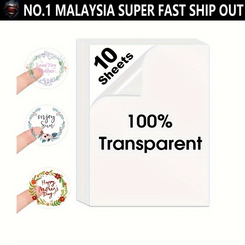 SP 10 Sheets Printable Vinyl Sticker Paper A4 Glossy White Waterproof ...