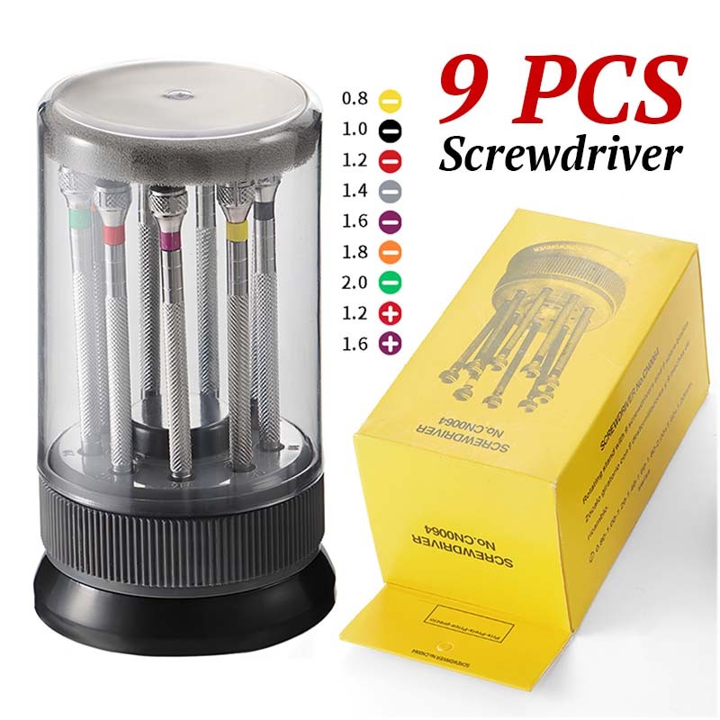 0.8mm-2.0mm 9Kits Watch Screwdrivers Slotted Phillips Flat Screwdriver ...