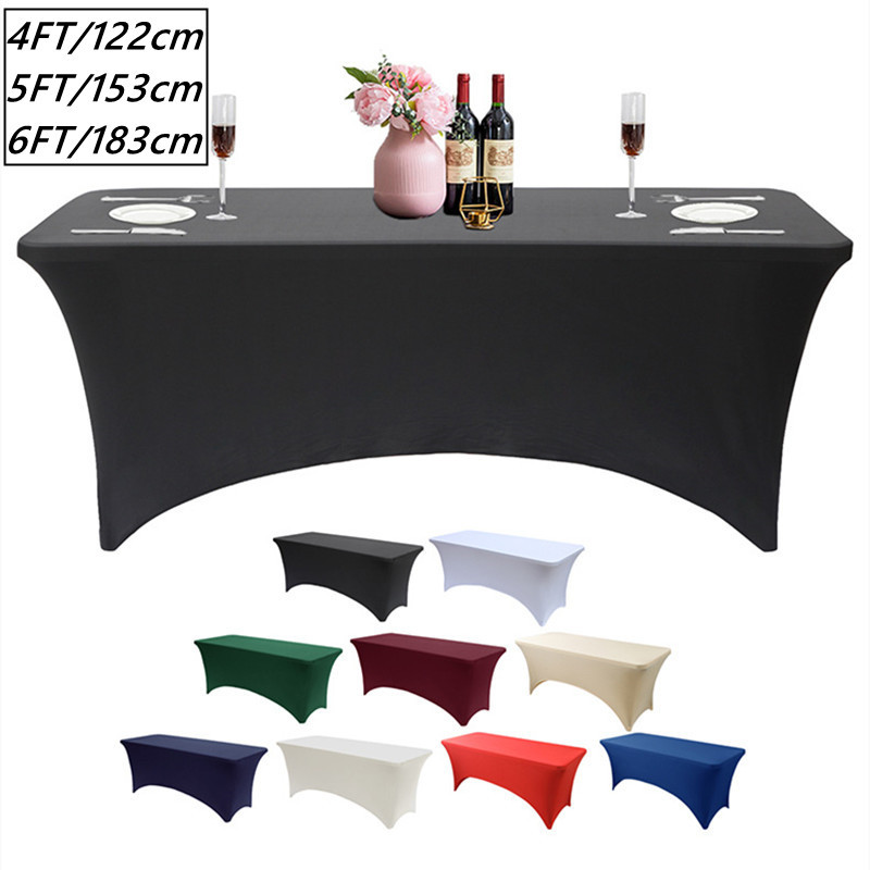 4/5/6FT Full Elastic Banquet Table Cloth Cover Colorful Stretch Event ...