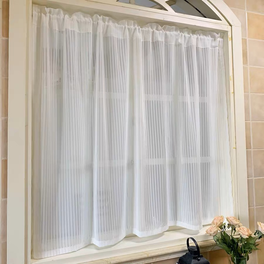 Vertical Striped White Sheer Curtain for Living Room Window Curtain ...