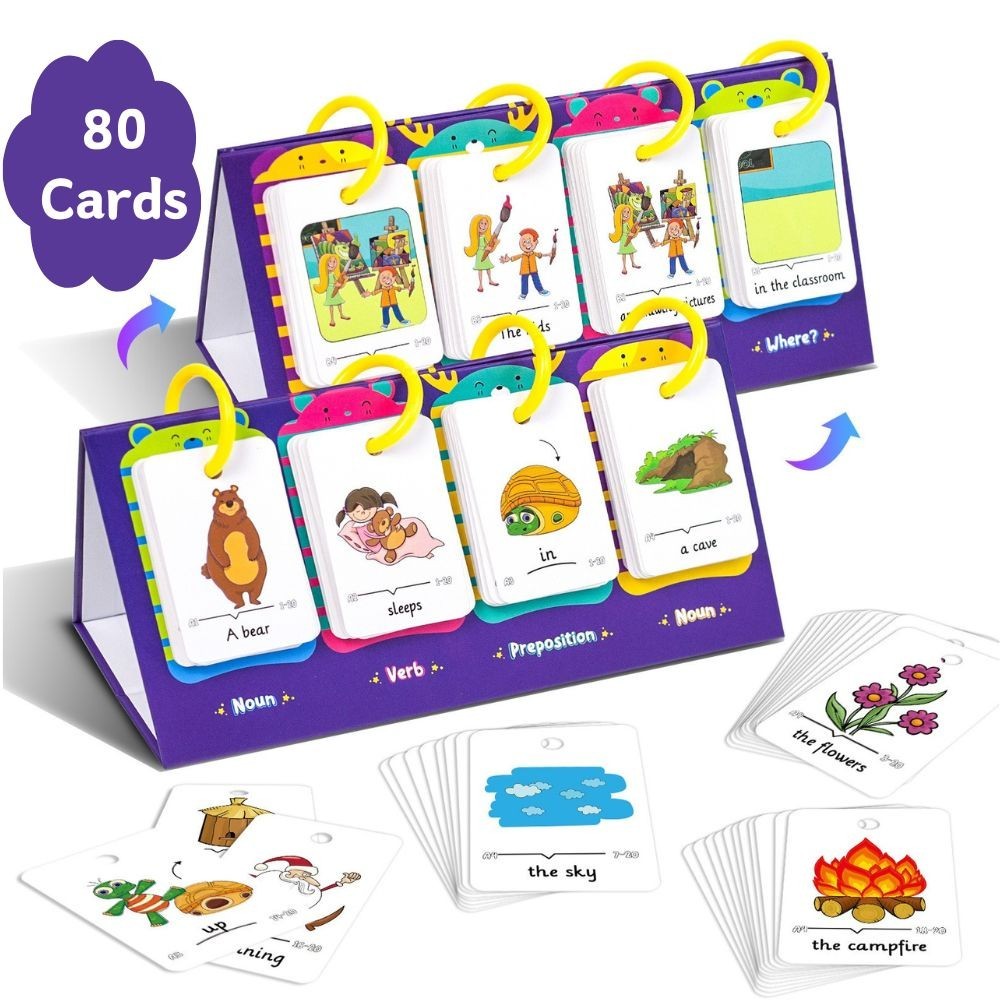 80Pcs English Words Learning Cards Vocabulary Sentence Building Desk ...