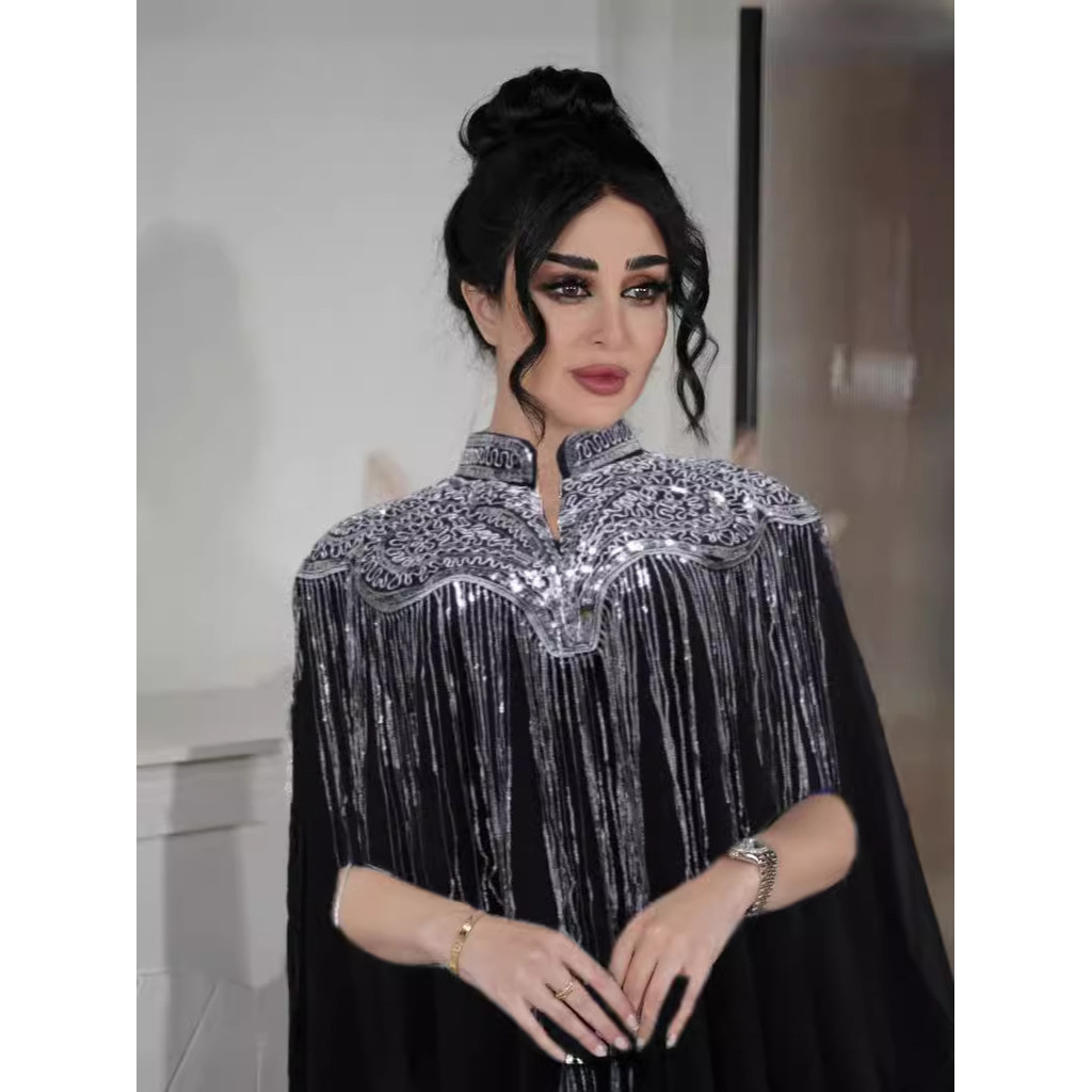 2024 Saudi Middle East Muslim Women Sequin Tassel Heavy Industry Two ...