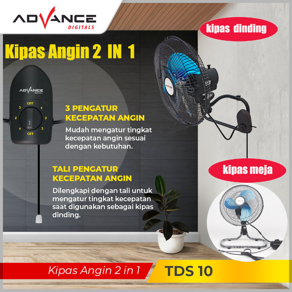 Advance Wall Fan/Electric Fan 12inc 2in1 Desk/Wall-Iron Fan/Seat Fan ...