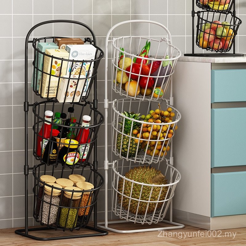 Kitchen Countertop Rack Snack Storage Basket Double-Layer Round Basket ...