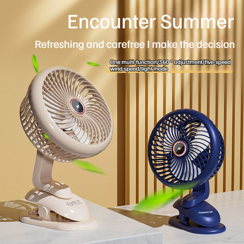 Kipas Led Lighting Fan Mini Fans 5 Speed Clip Fan Portable Fan Table ...