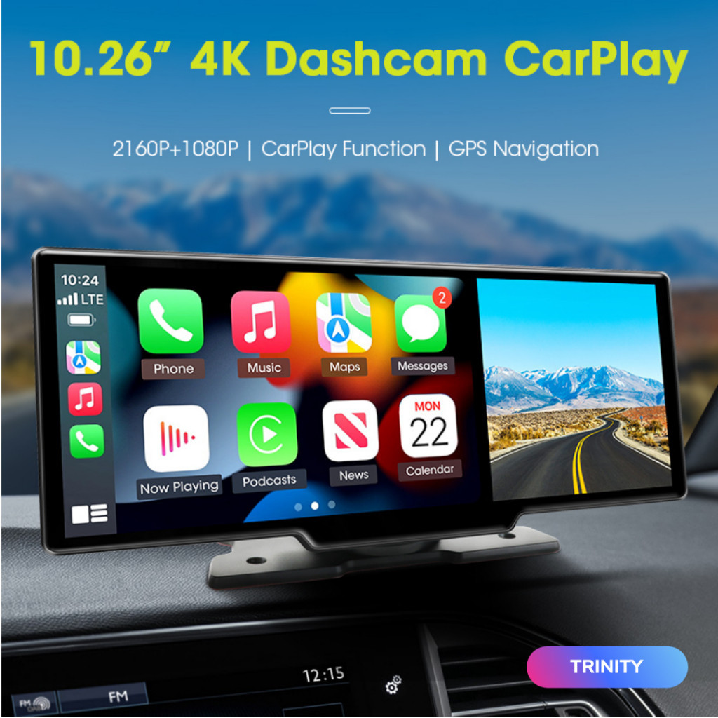 TRINITY 10.26 Inch 4K Car Dashboard Dash Cam Carplay & Android Auto ...