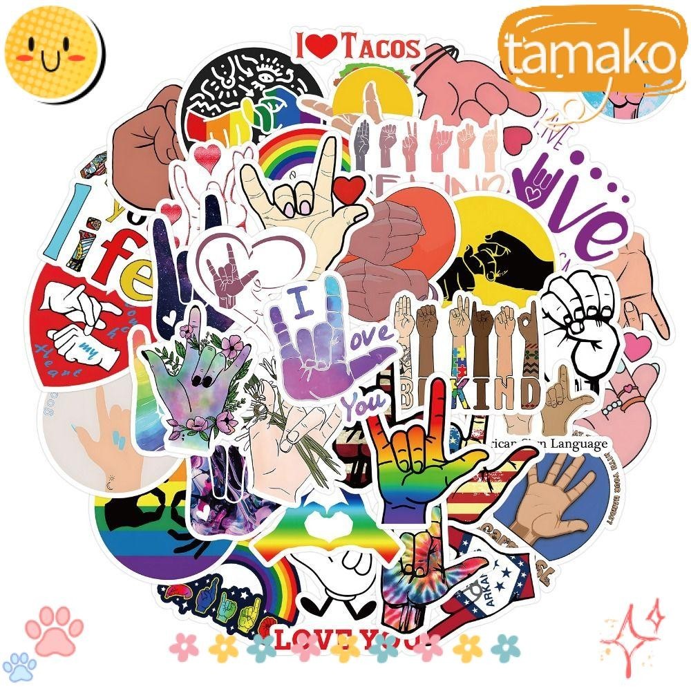 TAMAKO ASL Stickers, Waterproof Vinyl Pvc American Sign Language ...