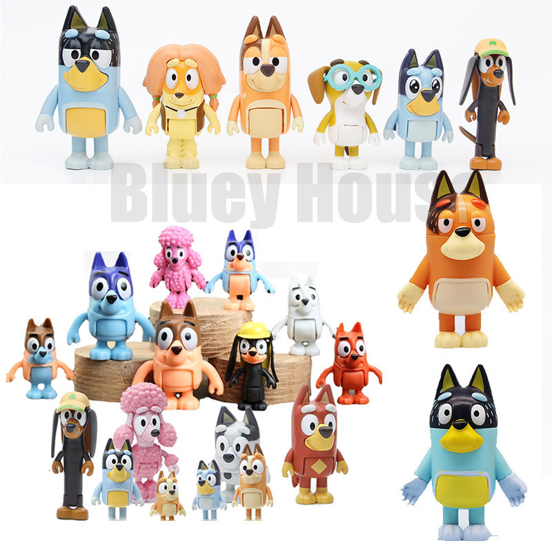 The Bluey House Figure Movable Joint Set Decoration Bingo Bluey Family ...