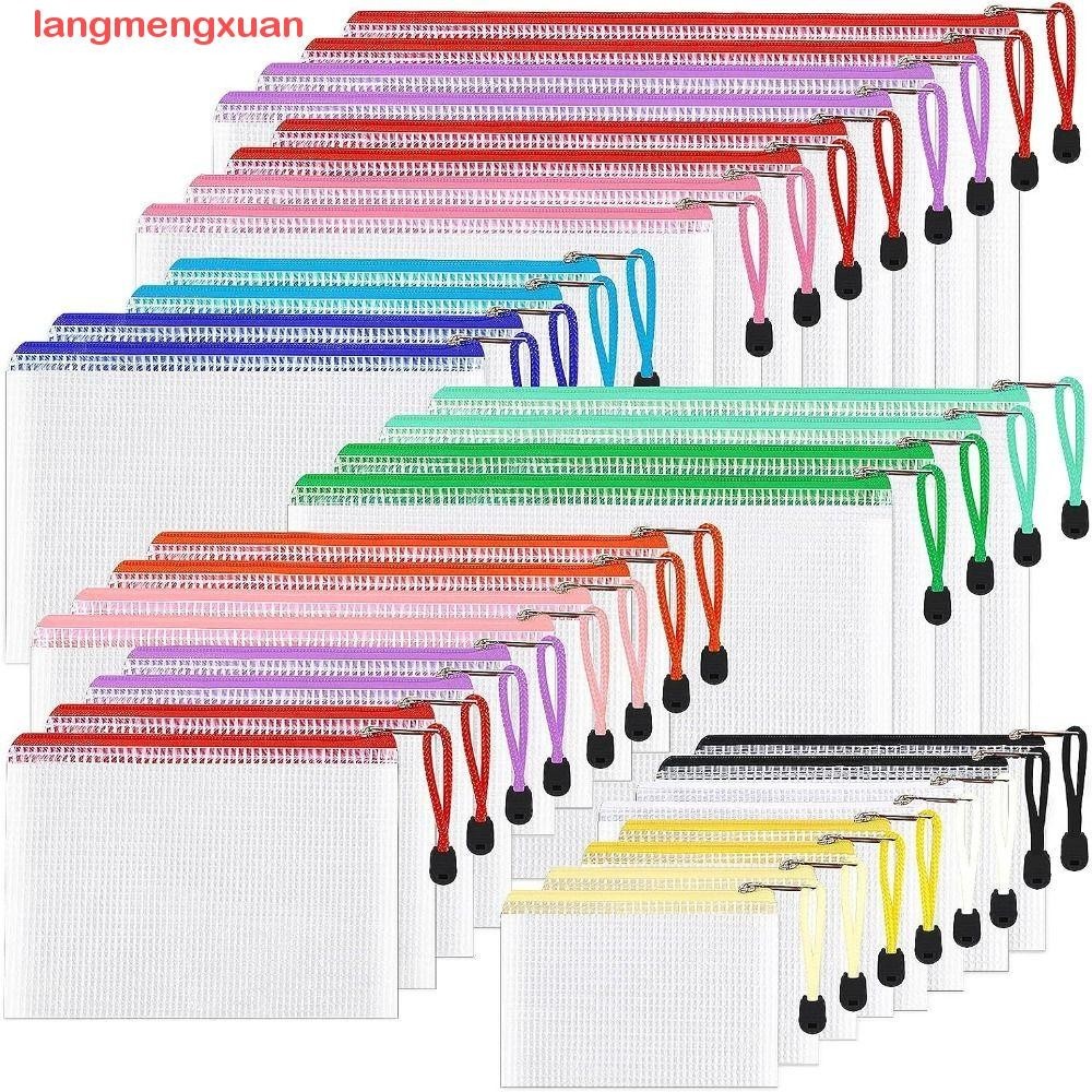 LANGMENGXUAN Mesh Zipper Pouch, Document Organiser Large Capacity File ...