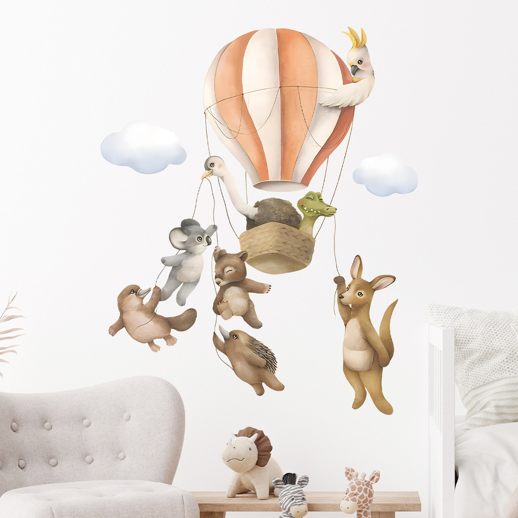 Cartoon Cartoon ins Small Animal Hot Air Balloon Self-Adhesive Wall ...
