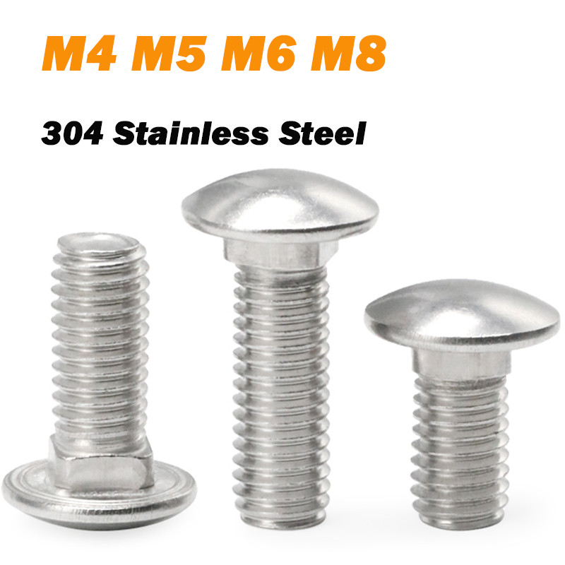 100 stuks M3 M4 M5 304 roestvrijstalen slotbouten, GB12 Truss ronde kop vierkante halsschroeven, bevestigingsmiddelen for hout- en metaaltoepassingen(M3*25