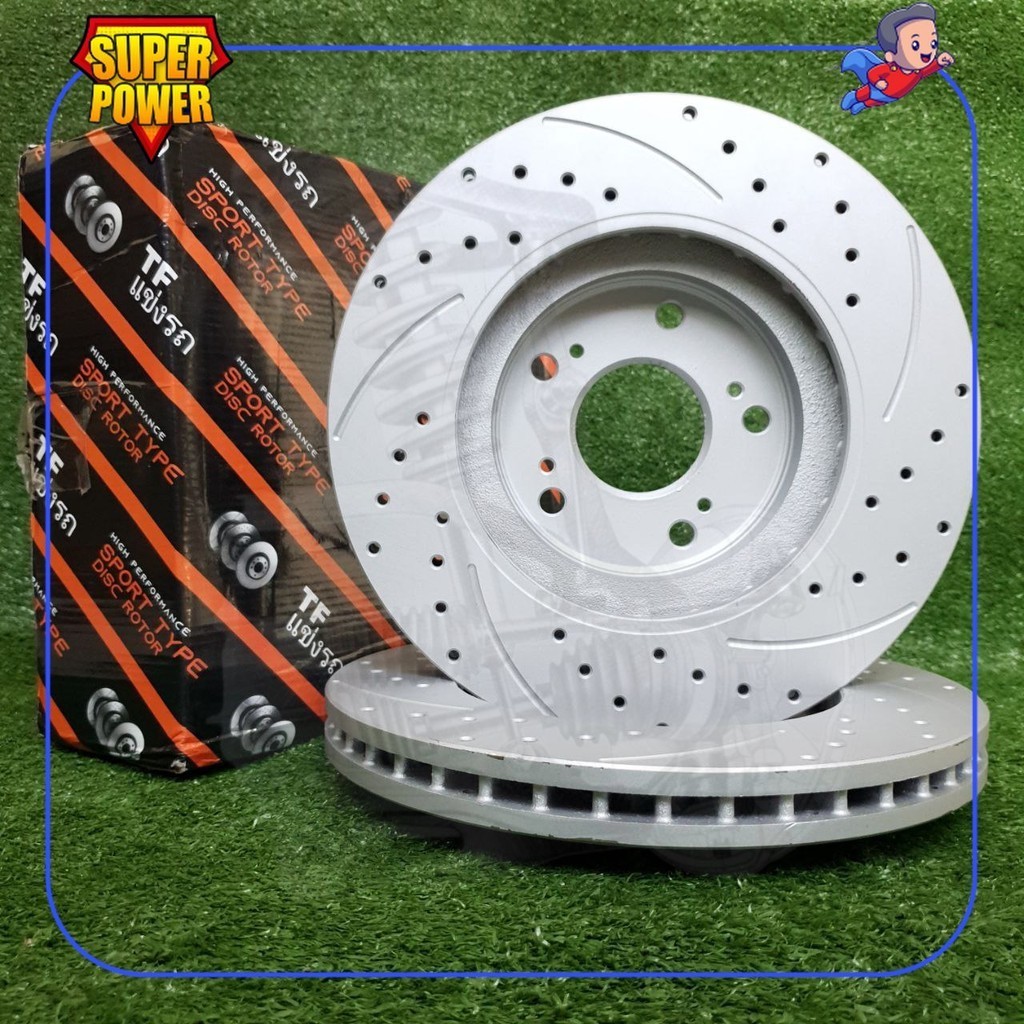 ORIGINAL TF SLOTTED & DRILLED DISC ROTOR (FRT) FOR HONDA ACCORD TAO ...
