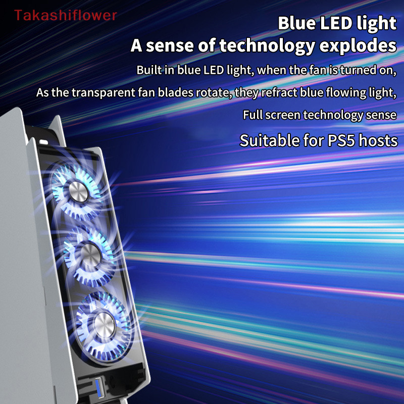 (Takashiflower) Upgraded For PS5 Cooling Fan Quiet Cooler Fan LED Light ...