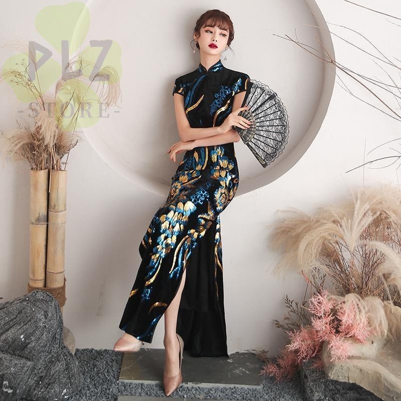 Taiwan Ready Stock Long Style Performance Catwalk Cheongsam Young Girl ...