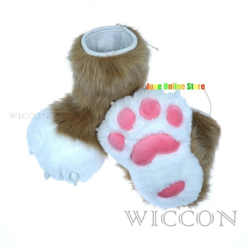 Cute Plush Fursuit Animal Foot Socks 8 Colors Plush Cosplay Costume ...