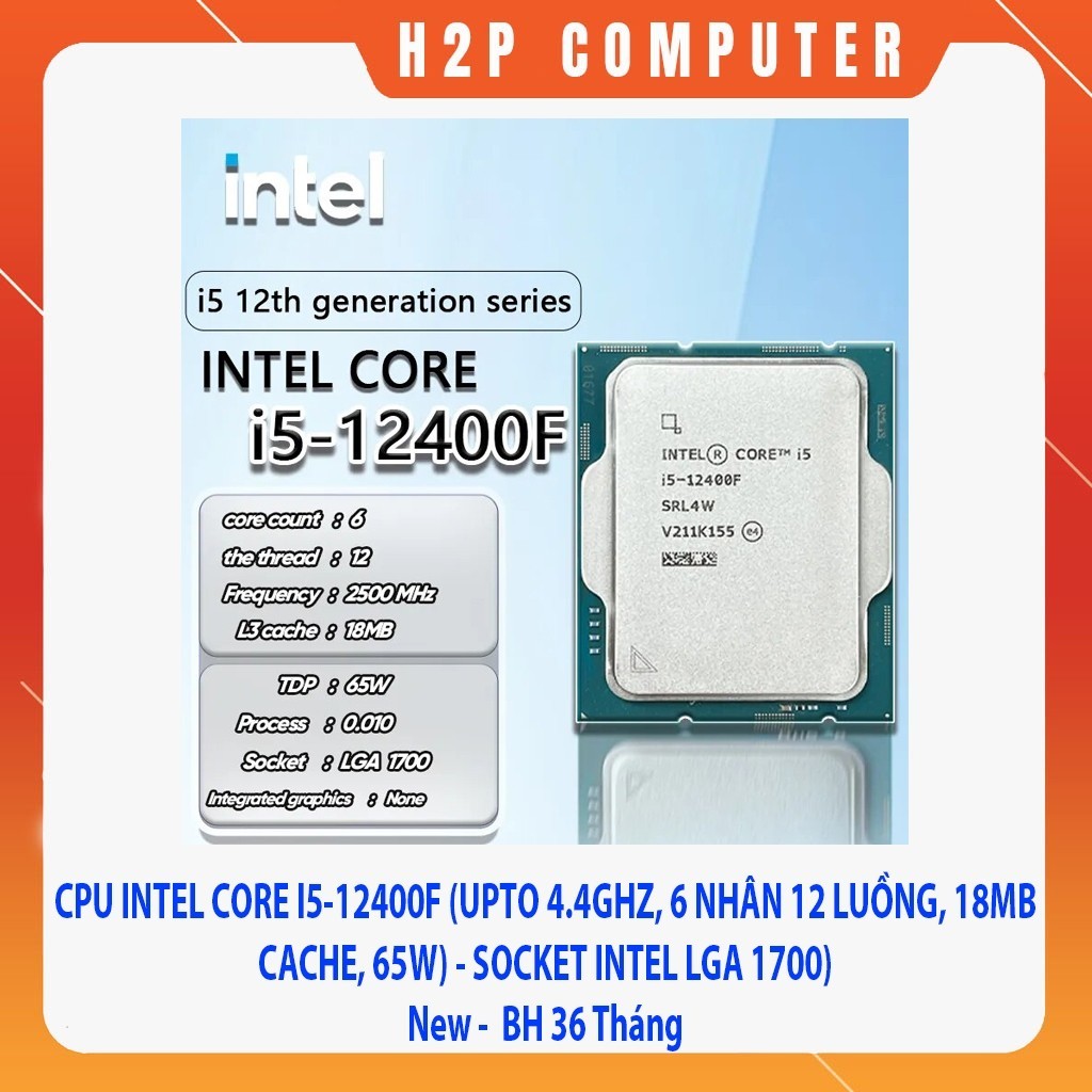 Intel CORE I5-12400F TRAY CPU Processor (UPTO 4.4GHZ, 6 CORES 12 ...