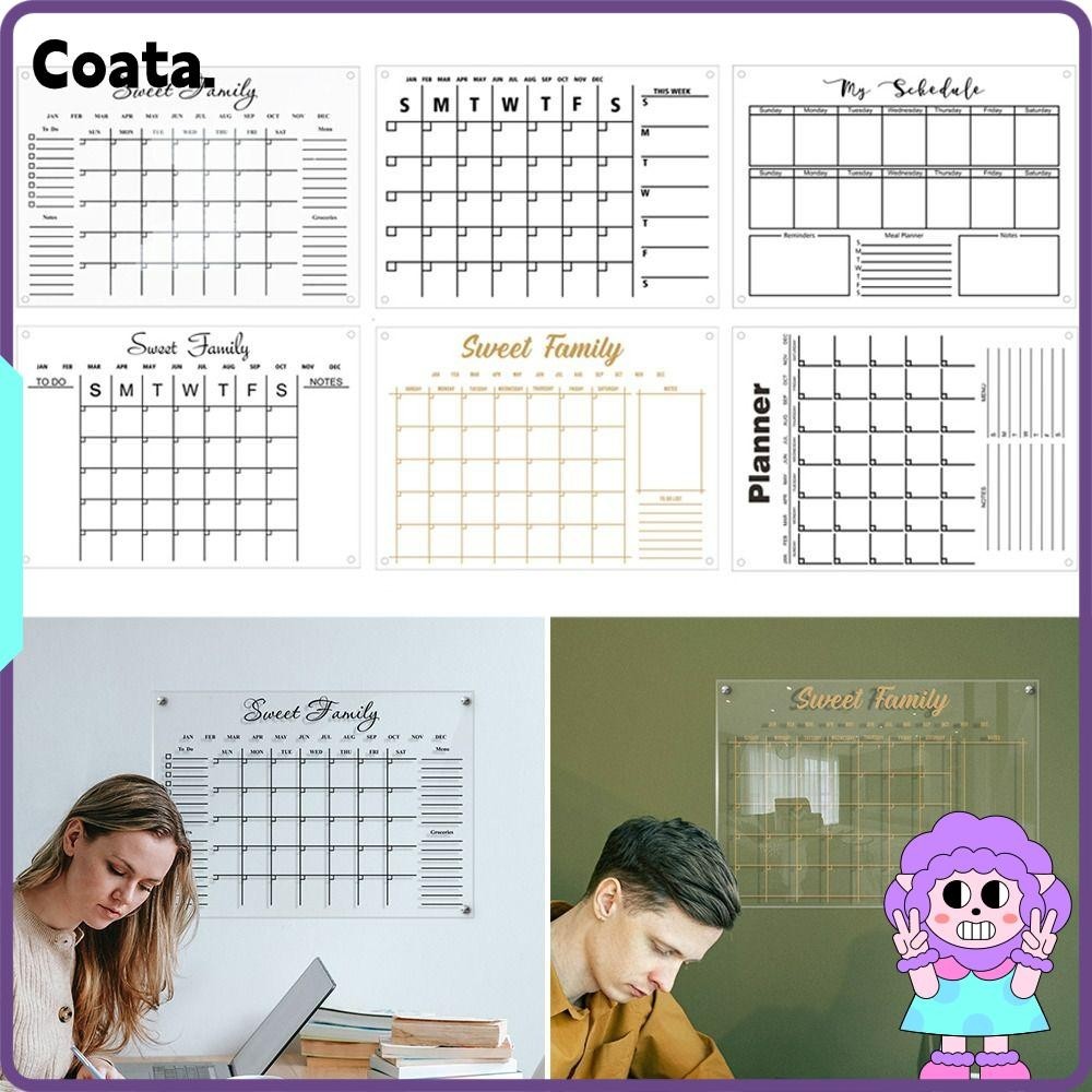 COATA Monthly Calendar, Acrylic Rewritable Whiteboard, High-quality Wall Mounted Reusable Weekly ...