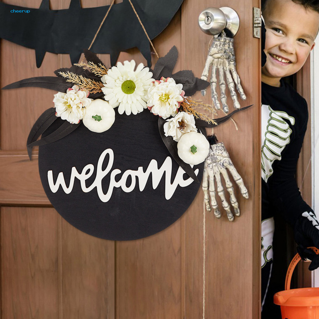 Haunted House Welcome Sign Skull Flower Door Decor Spooky Skull Flower ...