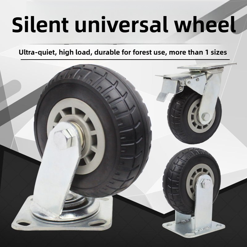 4-8inch Heavy-duty Rubber Wheel Universal Caster Silent Shock-absorbing ...