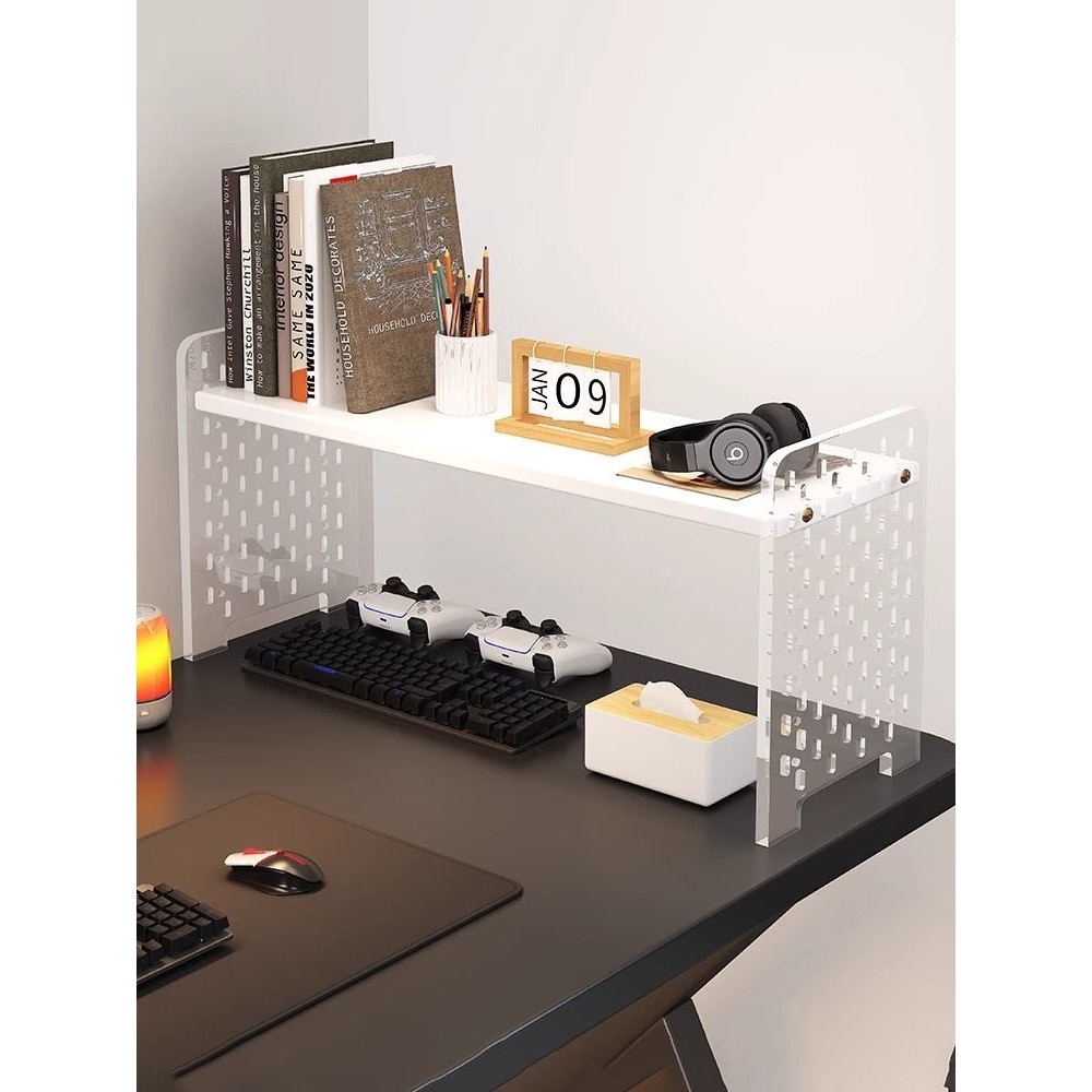 Desktop Shelf Acrylic Hole Board Computer Desk Storage Organizing Shelf ...
