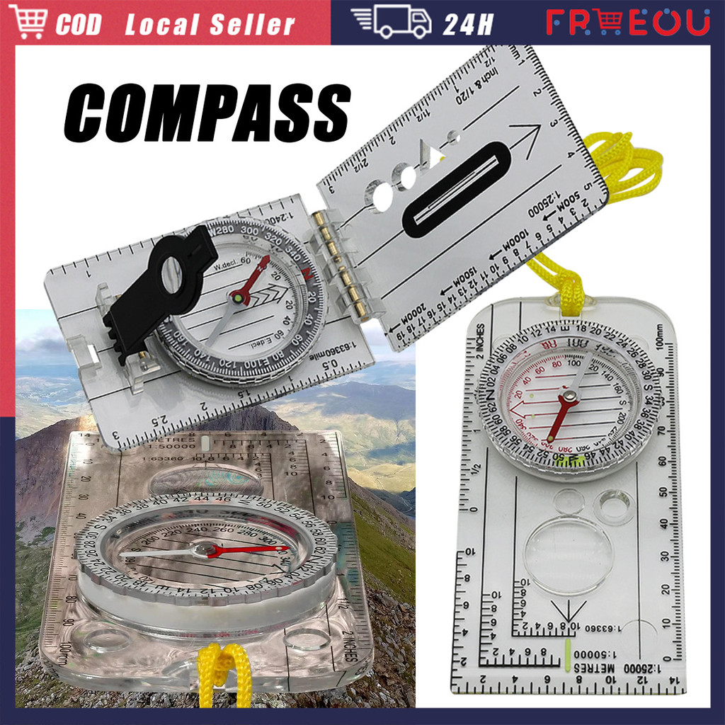 Foldable Map Compass Hiking Camping Boating Map Reading Orienteering ...