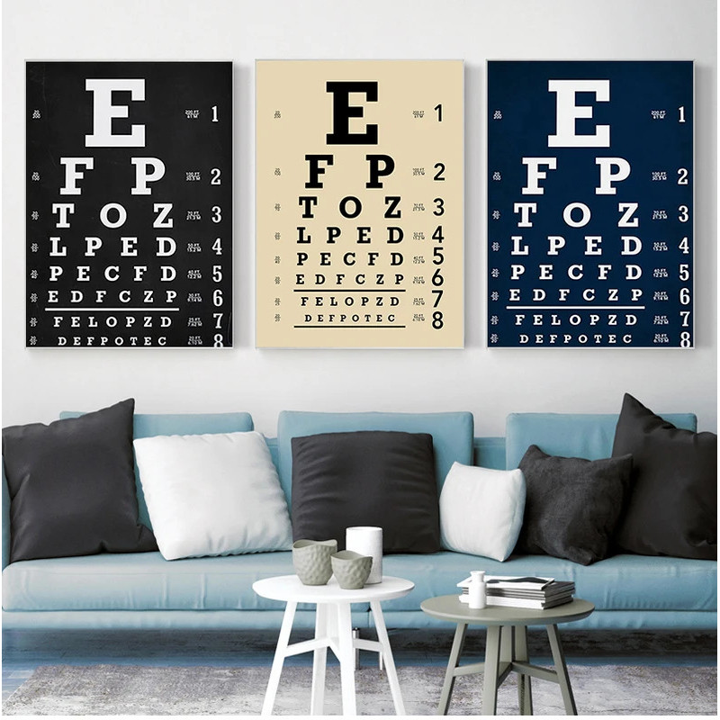 Snellen Eye Chart Canvas Painting Wall Pictures Eye Doctor Gifts ...