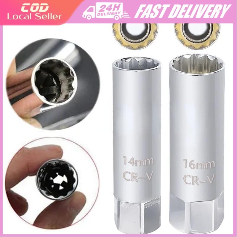 14/16mm Universal Spark Plug Socket Magnetic 3/8 12 Angle Thin Wall ...