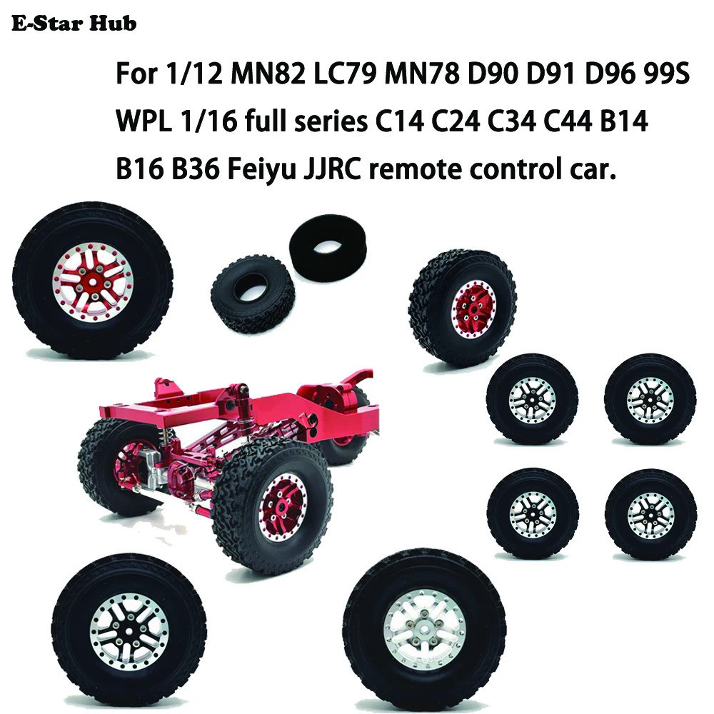 2 Roues Double Pour MN78 MN82 1/12 - Accessoire RC En Alliage Alu Pour MN D90 Et WPL C14 (Army Green)