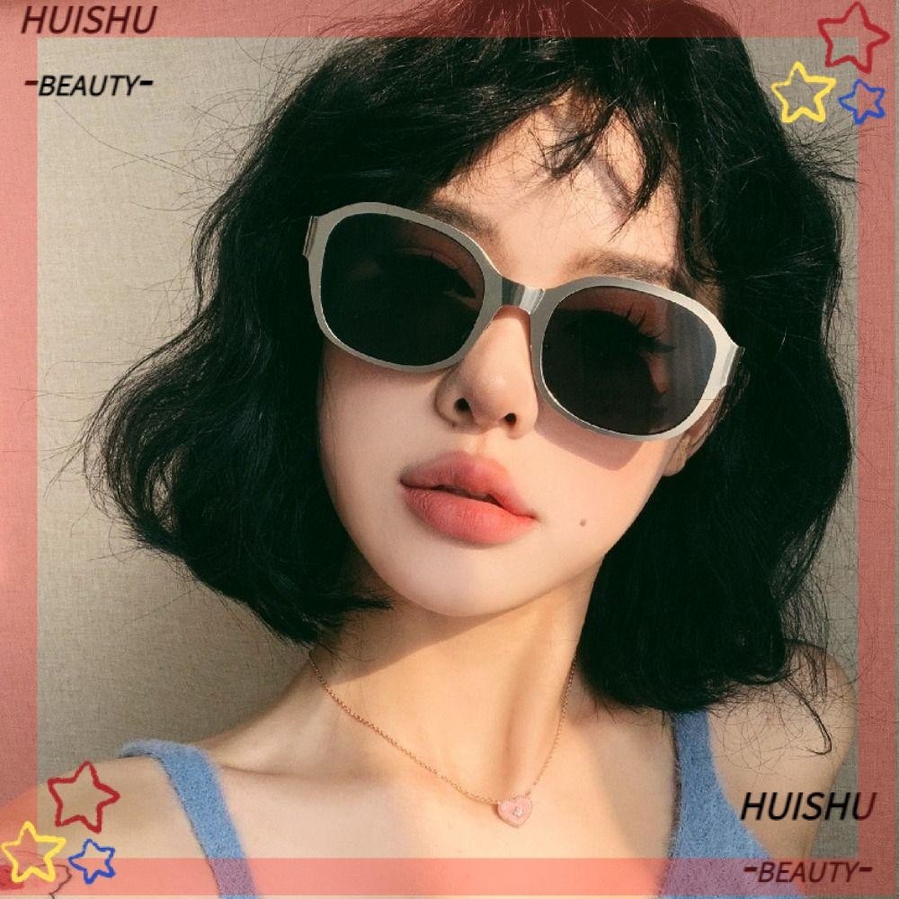 HUISHU Oval Metal Eyeglasses, Women Men Fashion Large Frame Sun Glasses