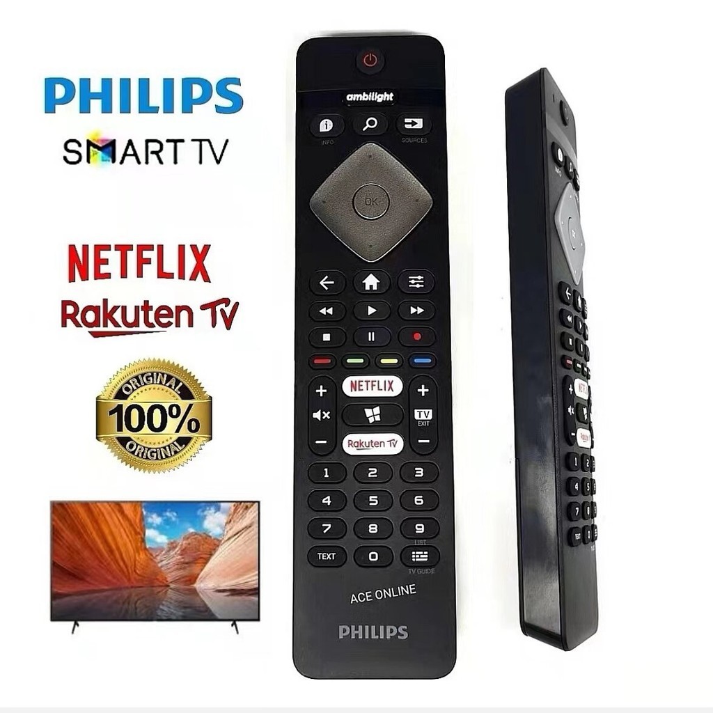 Original PHILIPS SMART TV REMOTE CONTROL WITH NETFLIX RATUTEN TV BUTTON ...