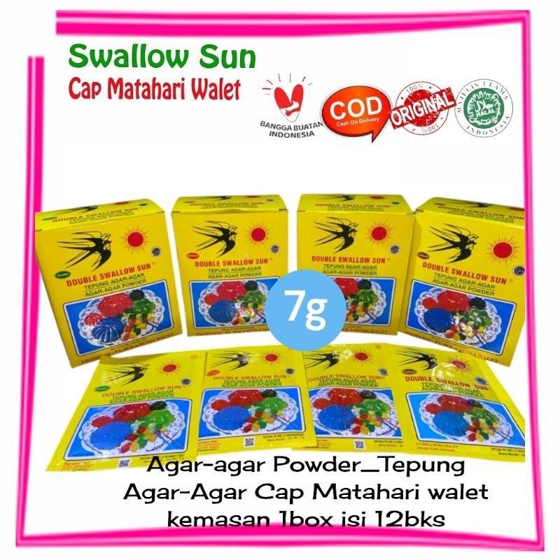 Agar-agar Powder/Tepung Agar-Agar Cap Matahari walet kemasan 7g/harga