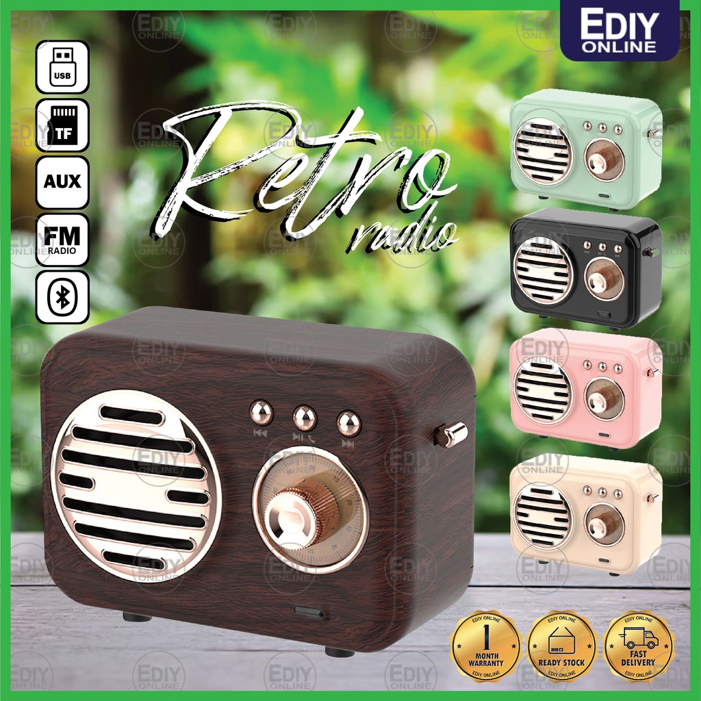 Rechargeable Mini Retro Wireless Bluetooth Speaker FM Radio MP3 Player ...