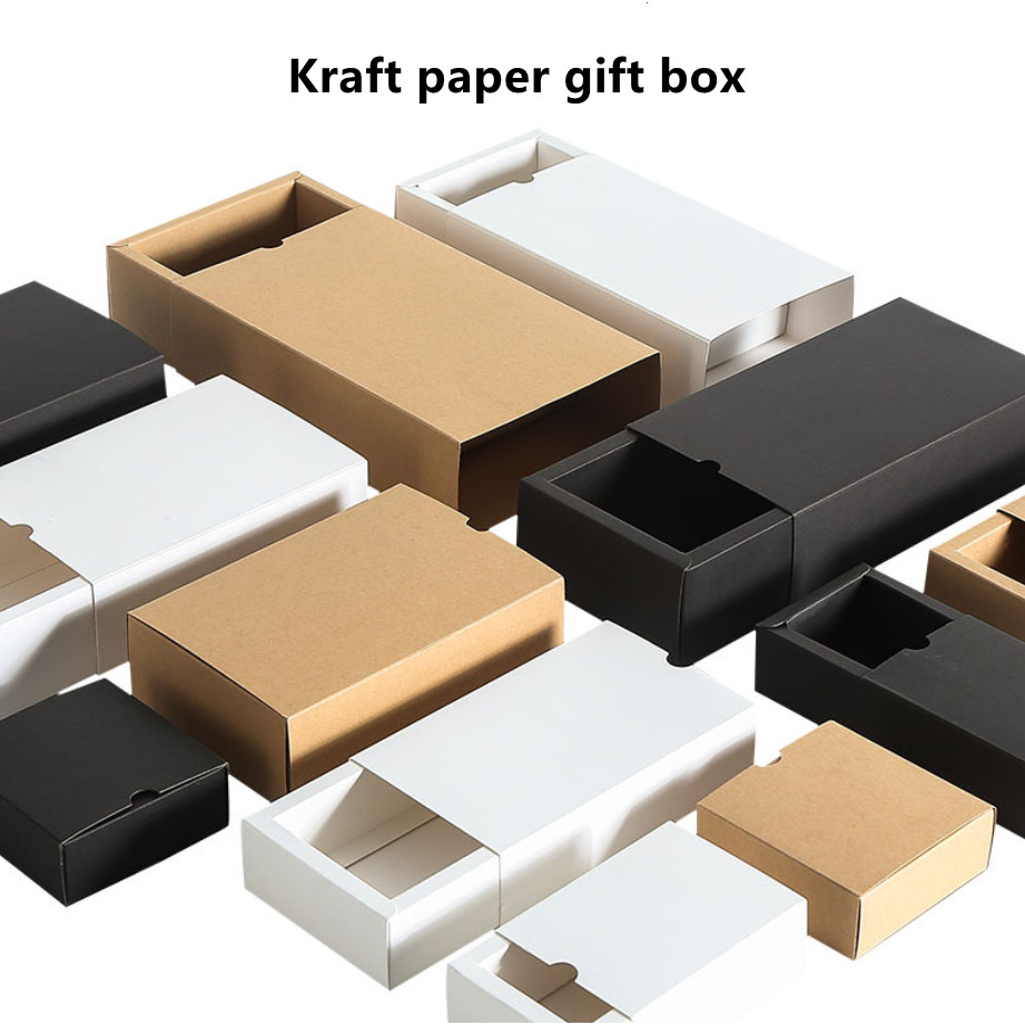 White Black Kraft paper gift box Product packaging box Drawer box ...
