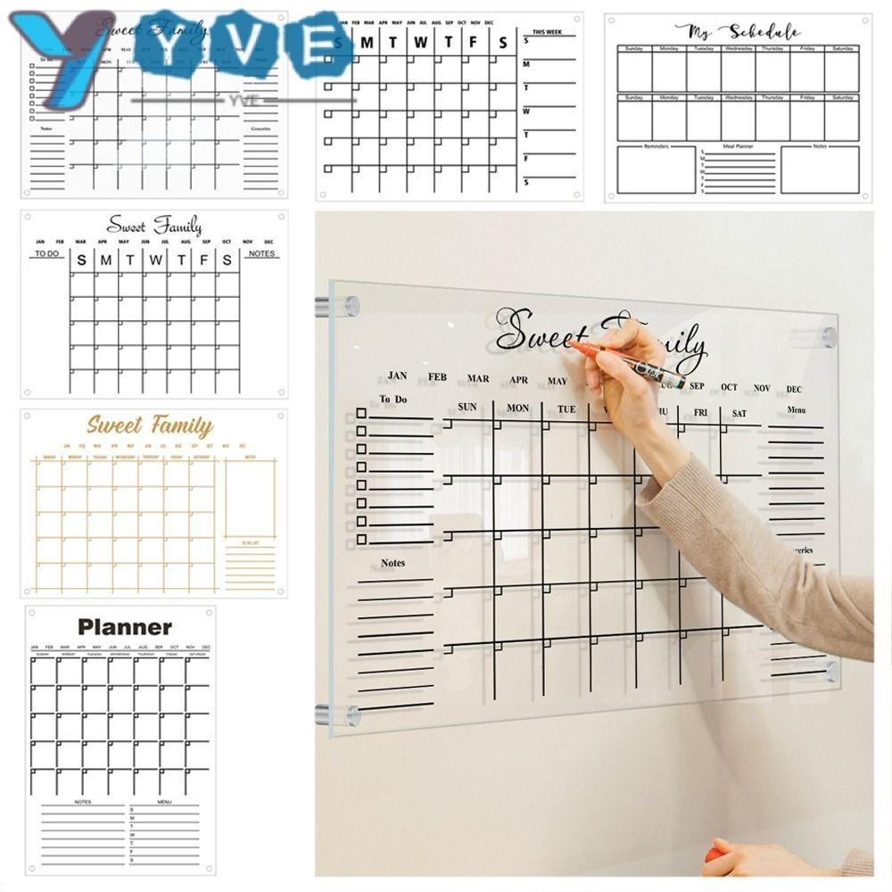 YVE Whiteboard, Acrylic Rewritable Monthly Calendar, High-quality Reusable Wall Mounted Memo ...