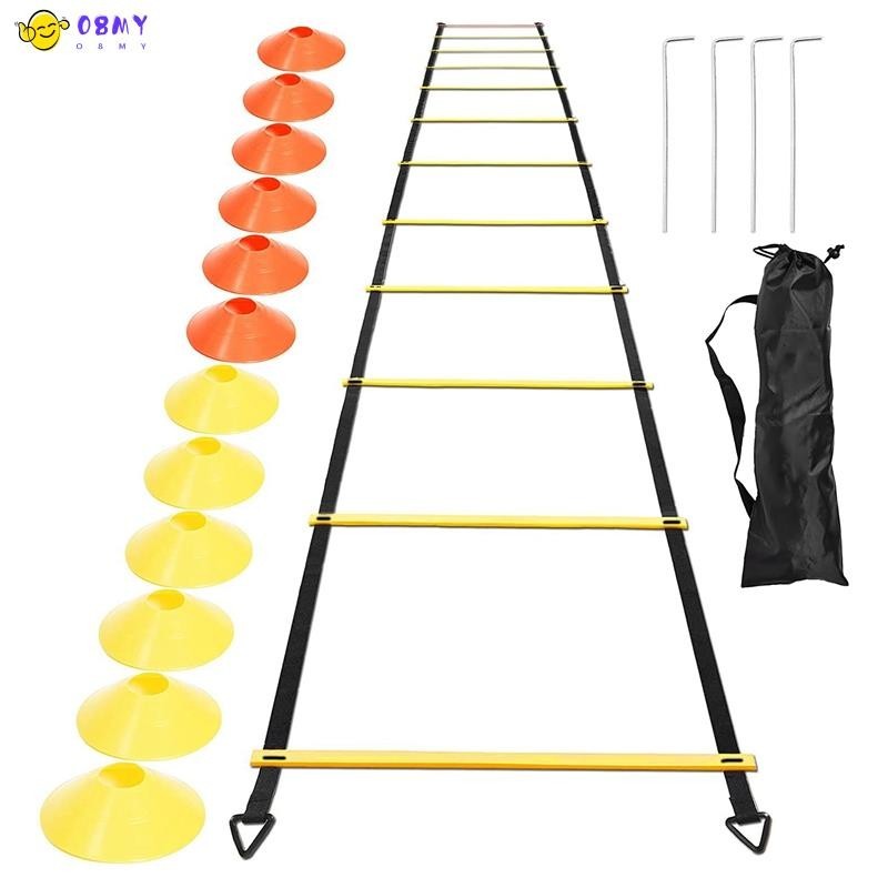 Speed & Agility Training Set – Includes Agility Ladder, 10 Cones, Jump Rope, Headband, Carry Bag For Soccer, Football, Basketball Drills