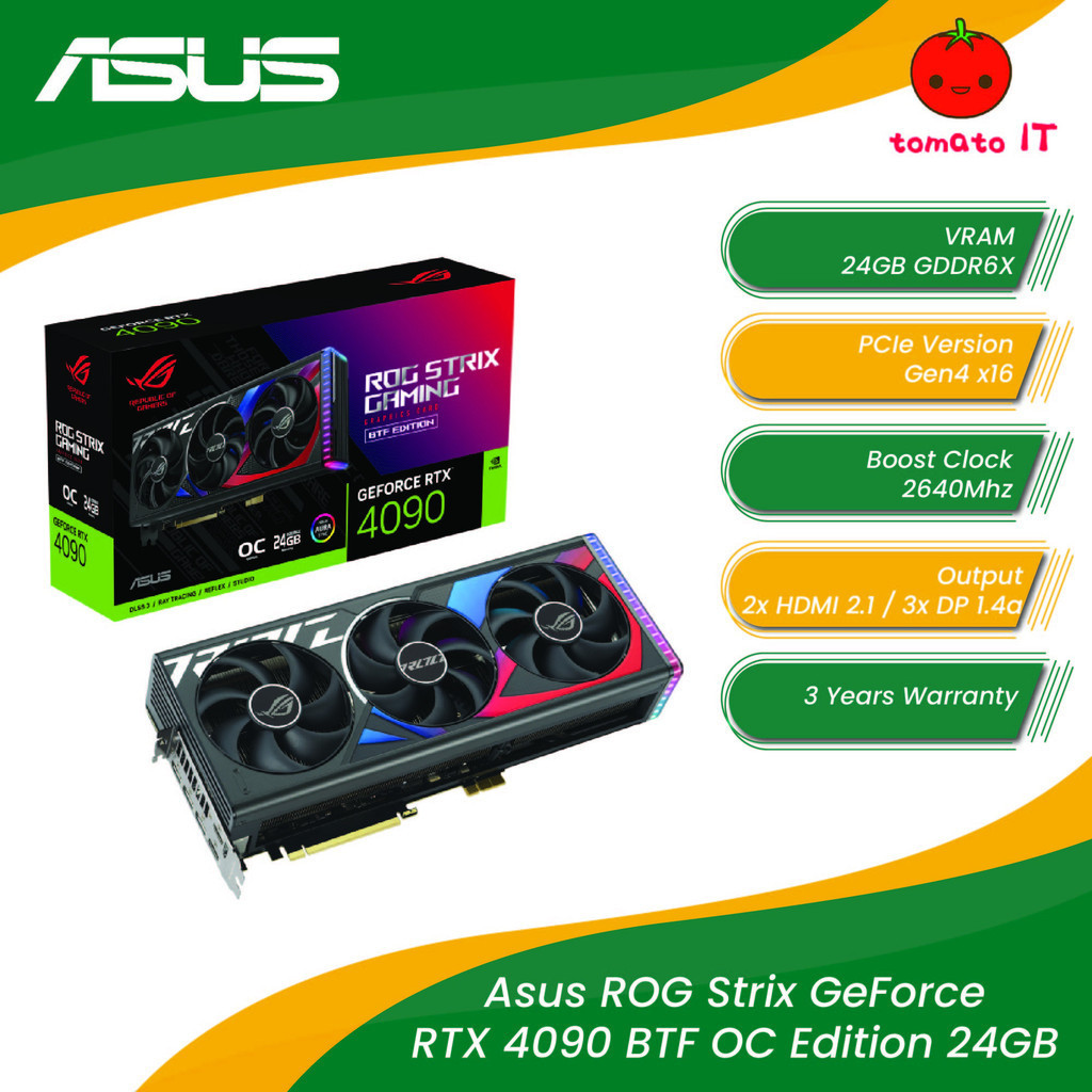 ASUS ROG STRIX GeForce RTX 4090 BTF OC Edition 24GB GDDR6X | Shopee ...