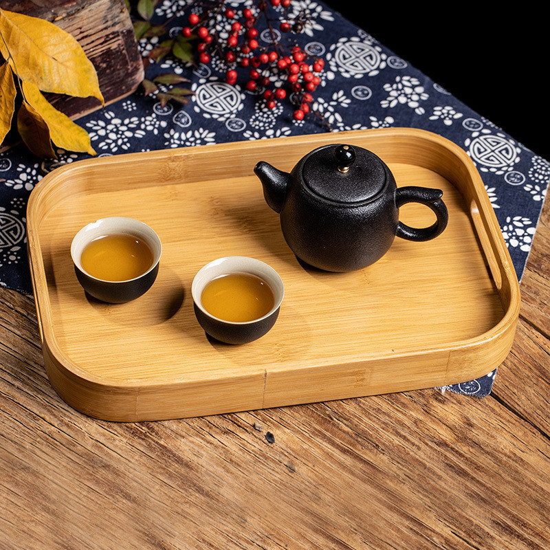 New Style Bamboo Tea Tray Household Restaurant Hotel Portable Long Tray ...