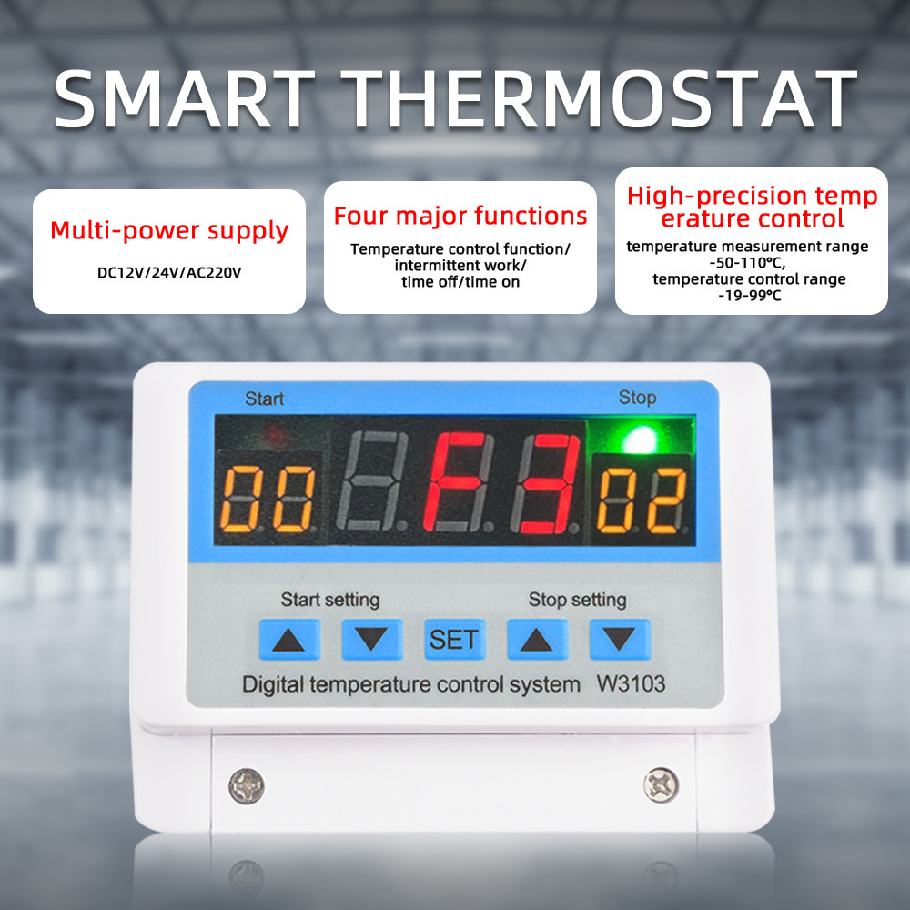 W3103 Digital Temperature Controller High-power Thermostat 30A Contact ...