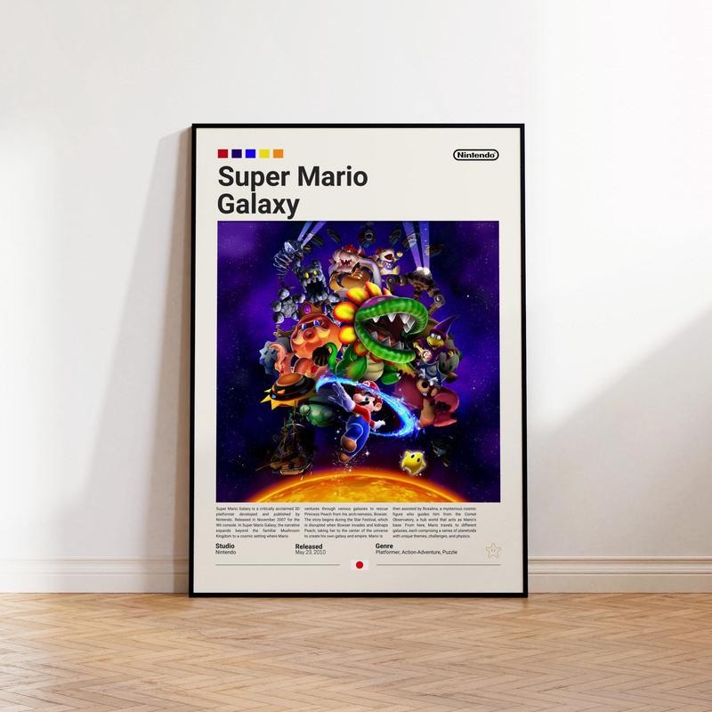 A no framed Super Mario Art Home Wall Decor Canvas Poster, showcasing ...