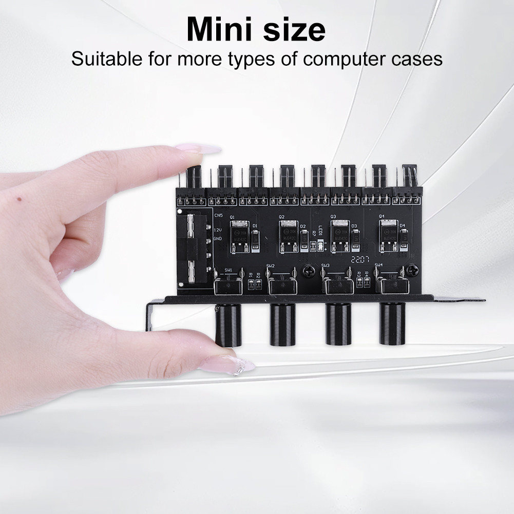 PC Chassis Fan Hub SATA/4 Pin Adapter PWM Hub Speed Controller 8 ...