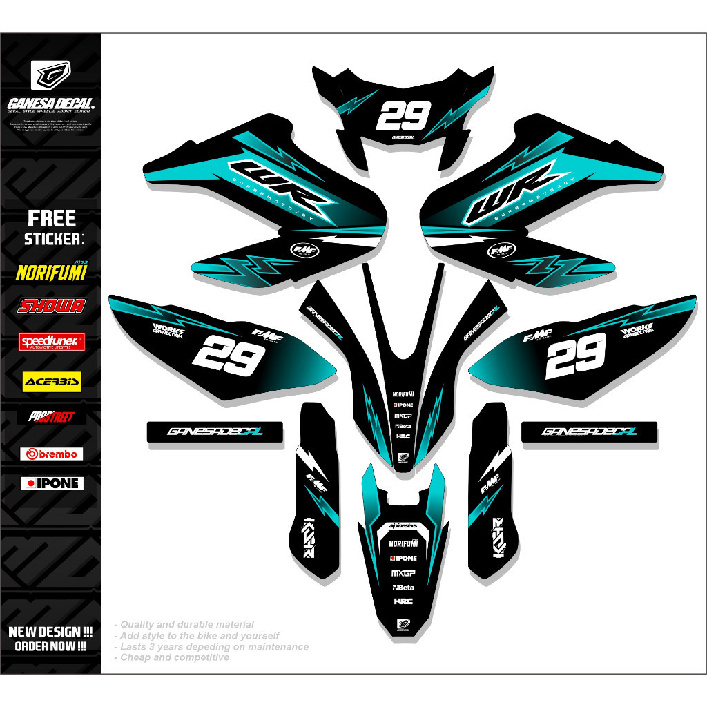 WR 155 Fullbody Supermoto Sticker Decal - Yamaha WR 155 Cross ...