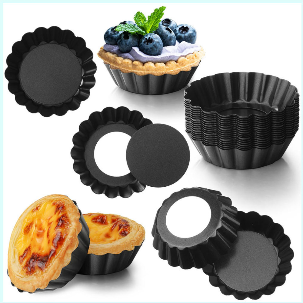 8/10/12cm Mini Tart Pans Egg Tart Molds With Removable Bottom Non Stick ...