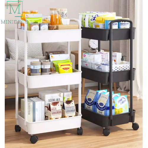 Minideco Multi Storey Storage Rack Trolley Kitchen Bathroom Bedroom ...