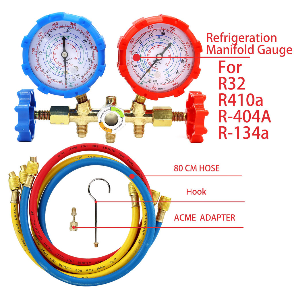 R134A R12 R22 R502 Current Divider Meter Tools Set Refrigerants Air ...