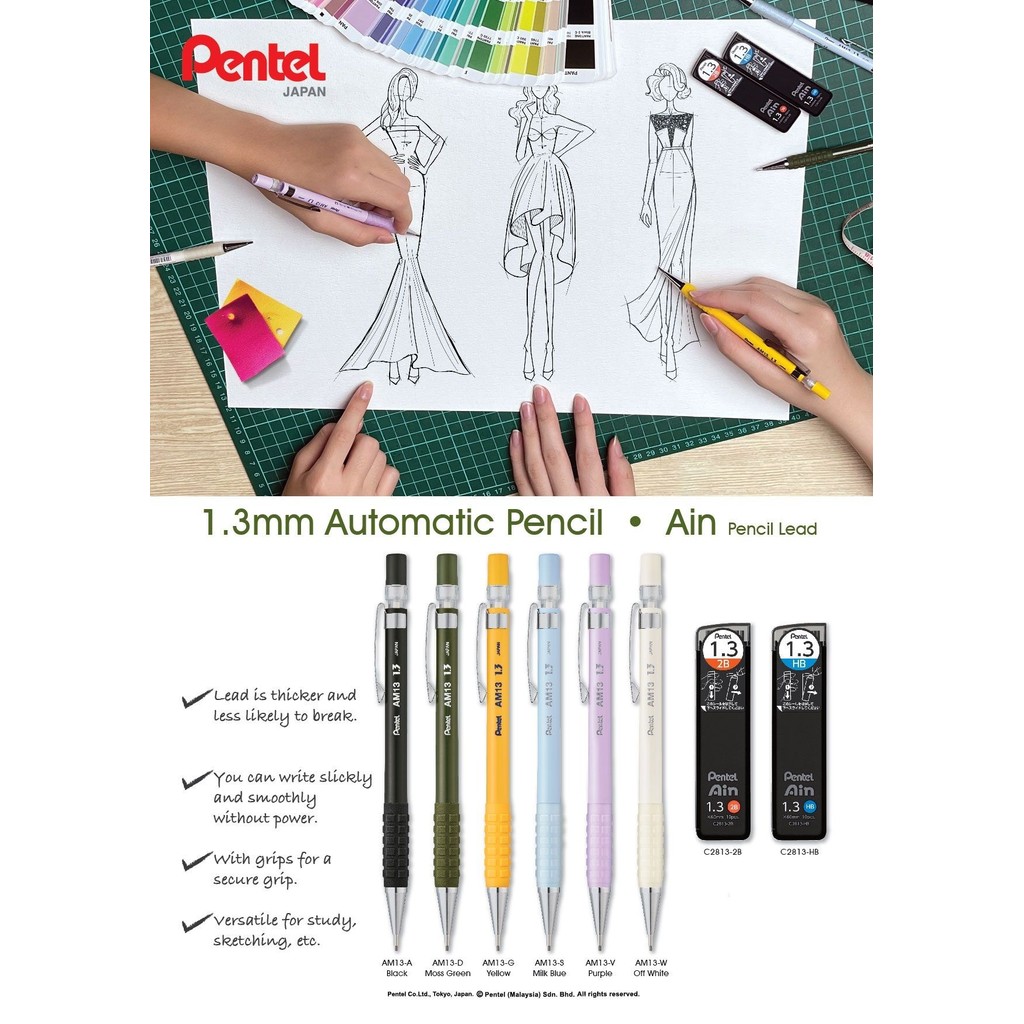 Pentel AM13 1.3mm Automatic Pencil Mechanical | Shopee Malaysia